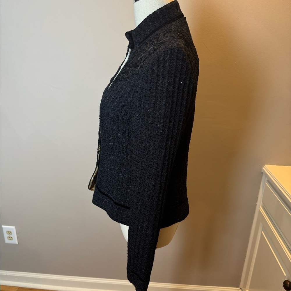 St. John Couture Black Embroidered Knit Jacket – Size 6 - Picture 7 of 10